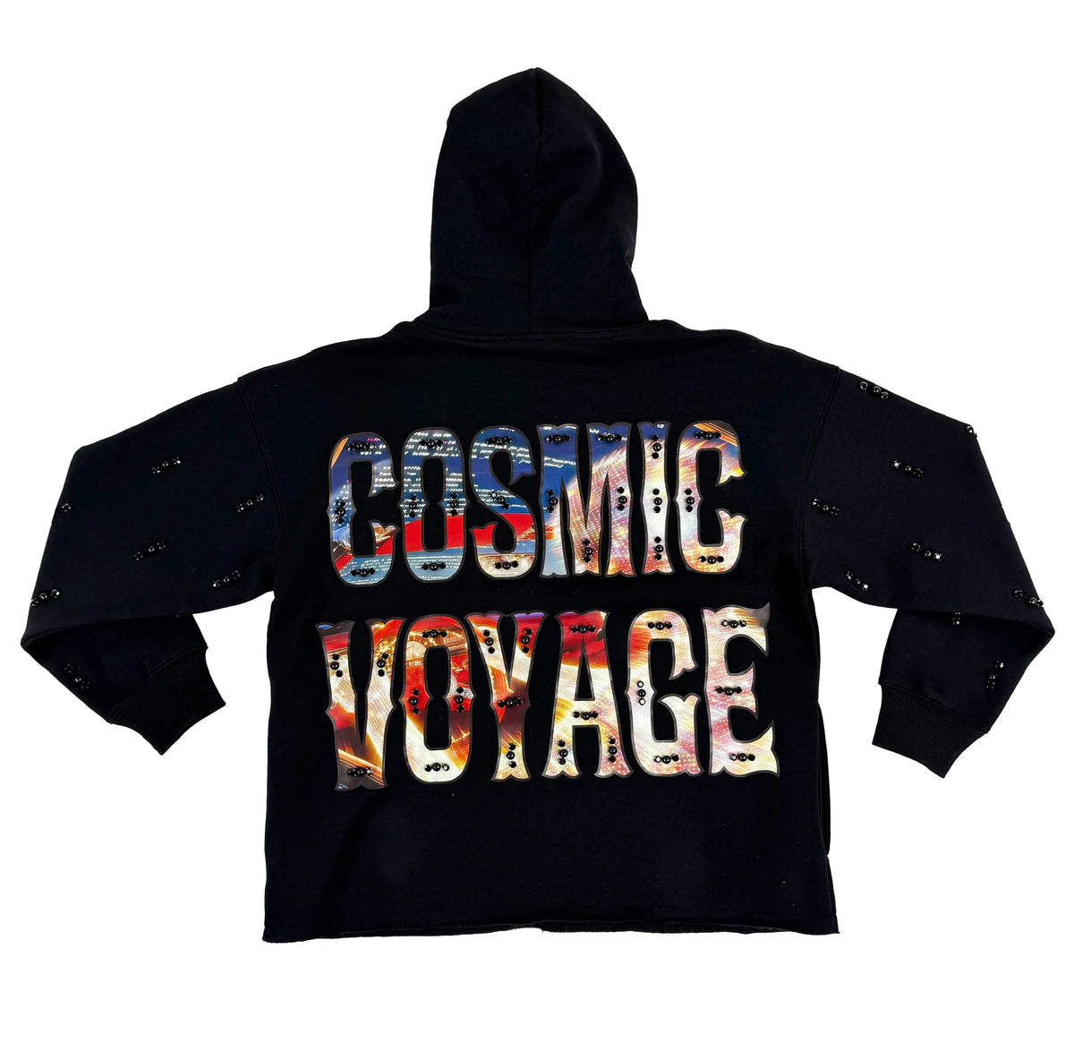 Focus Racer Pearl & Rhinestone Hoodie - Black