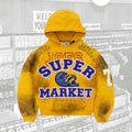JOES SUPERMARKET Pigment-wash effect monster appliqué pullover hoodie - Yellow