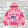 JOES SUPERMARKET Pigment-wash effect monster appliqué pullover hoodie - Pink