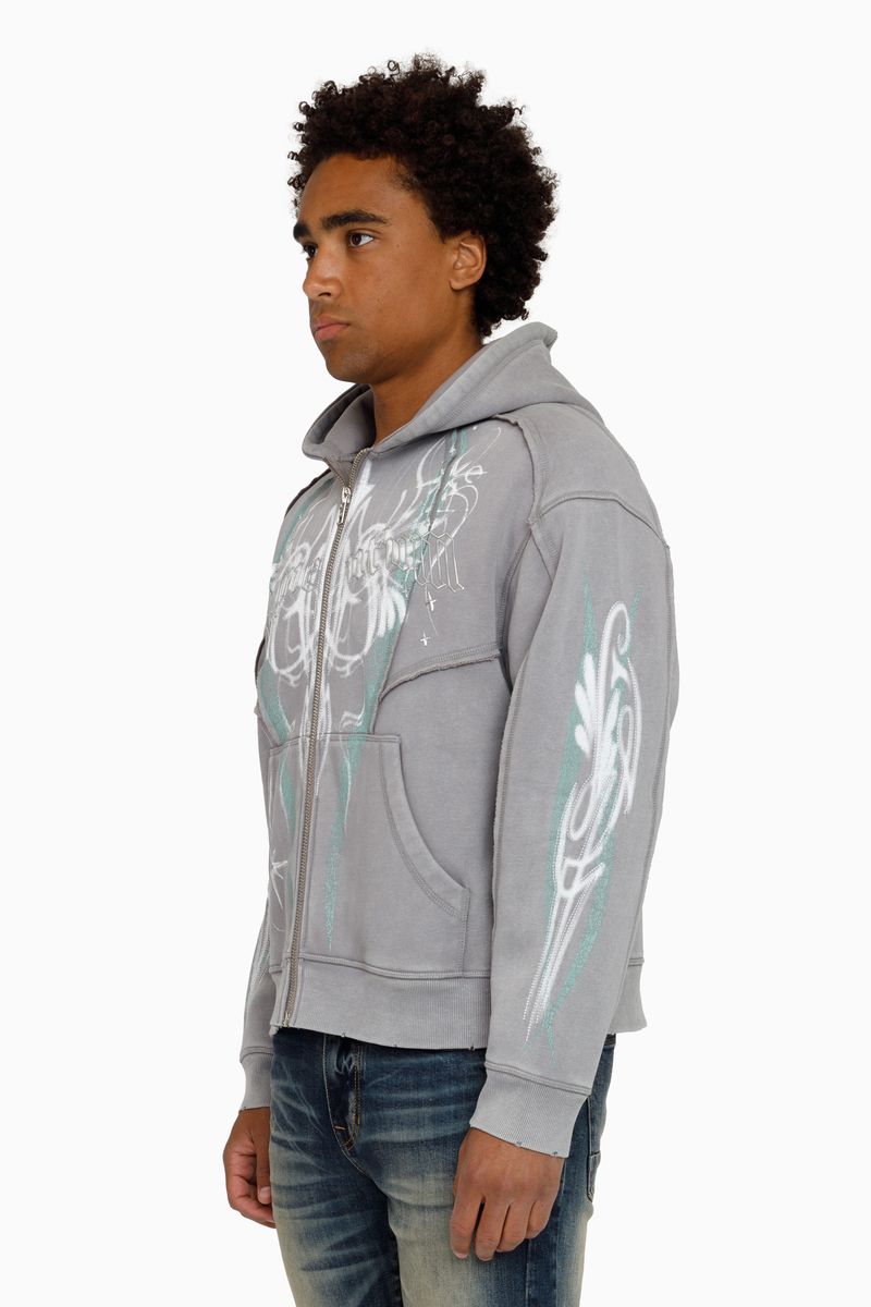 Smoke Rise Airbrush Momentum Zip Hoodie - Grey