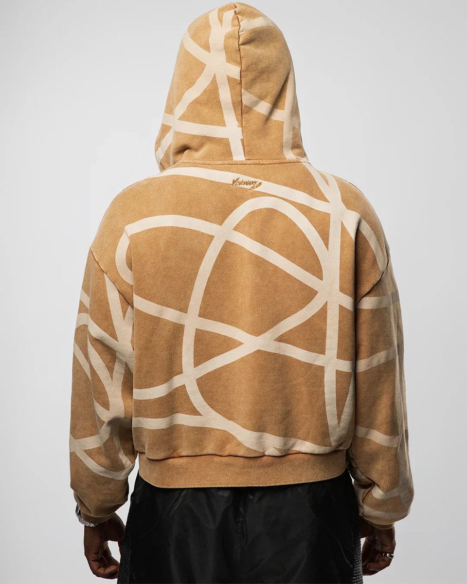 VISIONARY CLUB TWISTED CHAOS DISTRESSED HOODIE - Brown