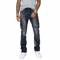 VICIOUS Paisley Rhinestone Cargo Flare Jeans - Black