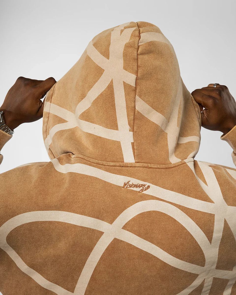 VISIONARY CLUB TWISTED CHAOS DISTRESSED HOODIE - Brown