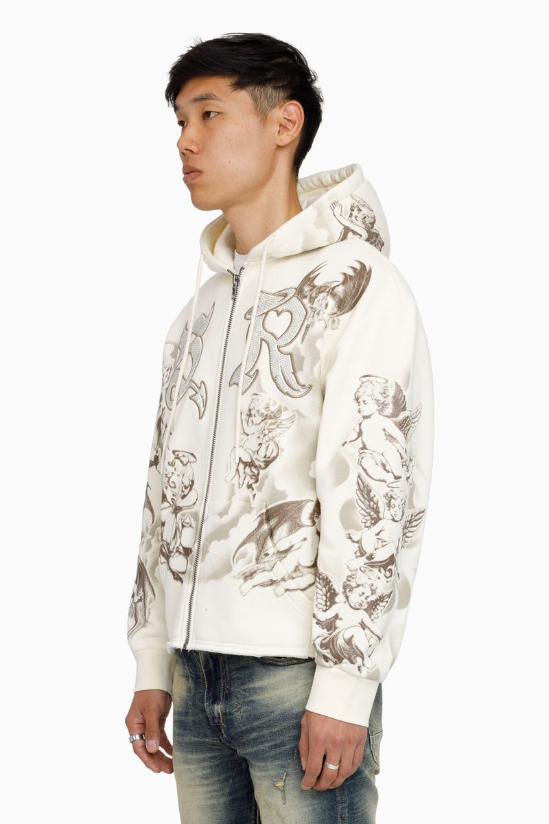 Smoke Rise Trouble In Peace Zip Hoodie - Cream