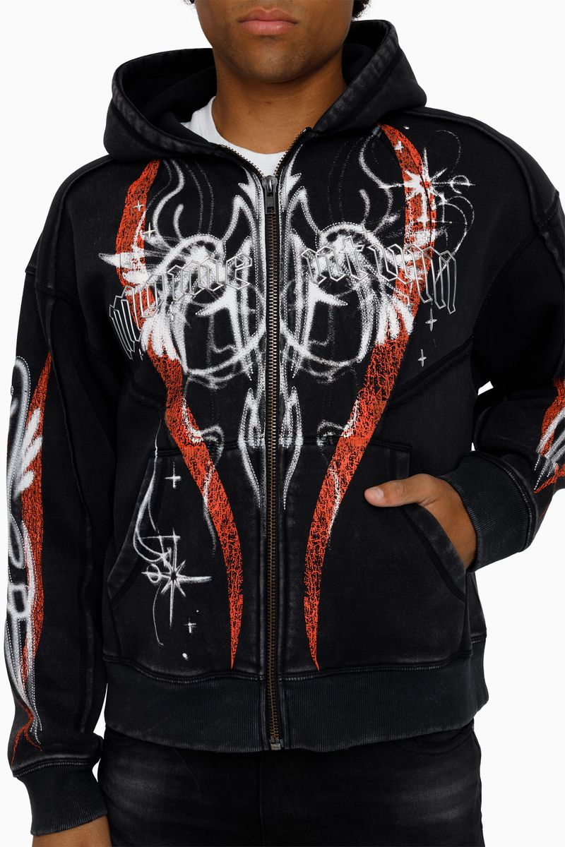 Smoke Rise Airbrush Momentum Zip Hoodie - Black