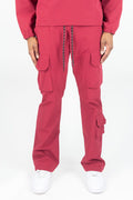 Rebel Minds Nylon Flared Cargo Pants - Burgundy