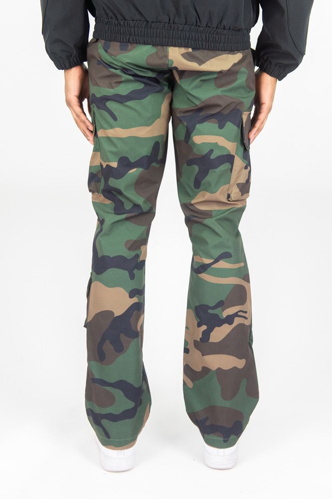 Rebel Minds Nylon Flared Cargo Pants - Camo