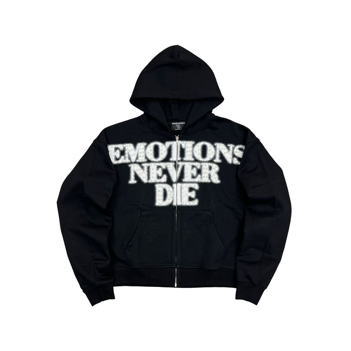 Mixed Emotions ‘End’ Rhinestone Hoodie - Black
