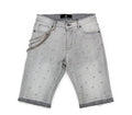 Focus Rhinestone Shorts - Grey