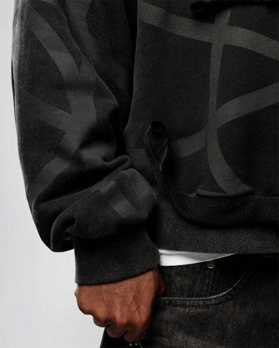 VISIONARY CLUB TWISTED CHAOS DISTRESSED HOODIE - Black