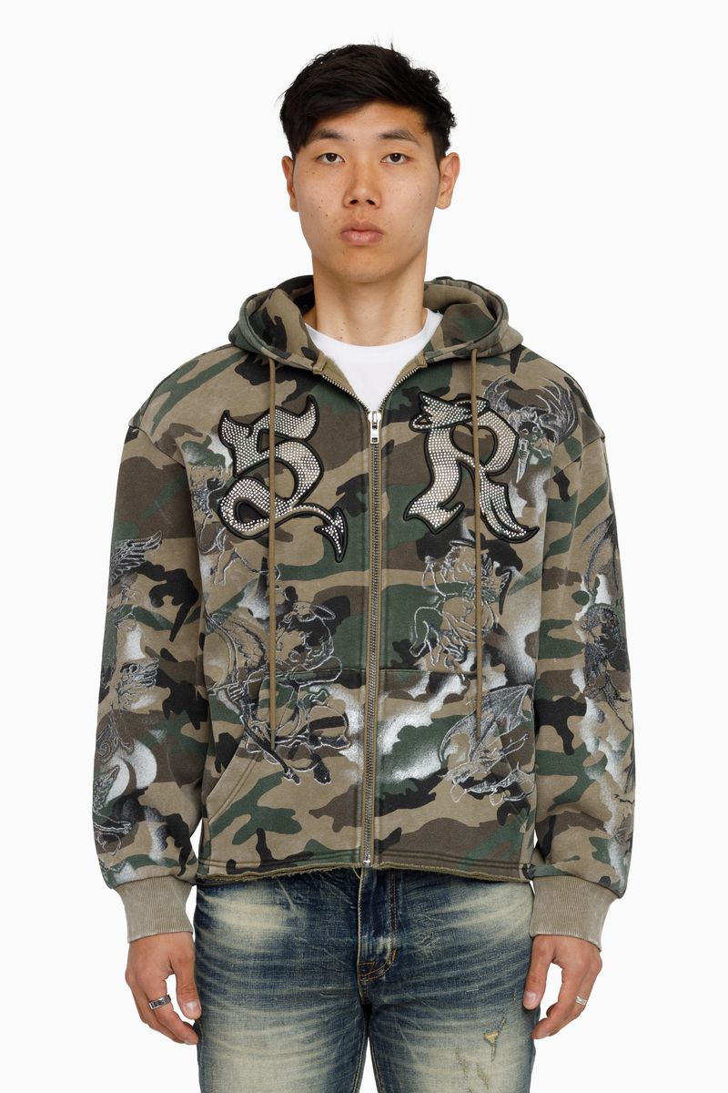 Smoke Rise Trouble In Peace Zip Hoodie - Camo