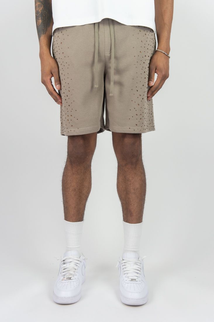 Rebel Minds RHINESTONE GALAXY SHORTS - Taupe