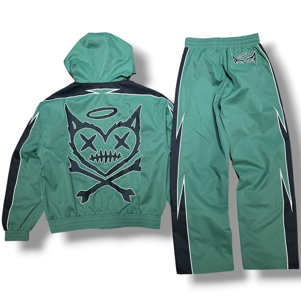 Shattered Hearts Peekaboo Nylon Sets - Green/Black