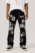 Reelistik BREAK THE SILENCE STACKED SLIM FIT PATCHED STRETCH Jeans - Black
