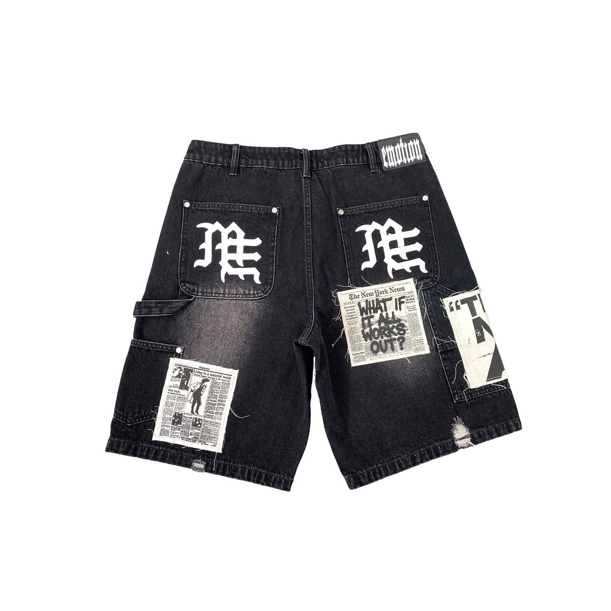 Mixed Emotions Black “AI” Denim shorts