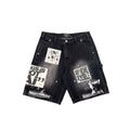 Mixed Emotions Black “AI” Denim shorts