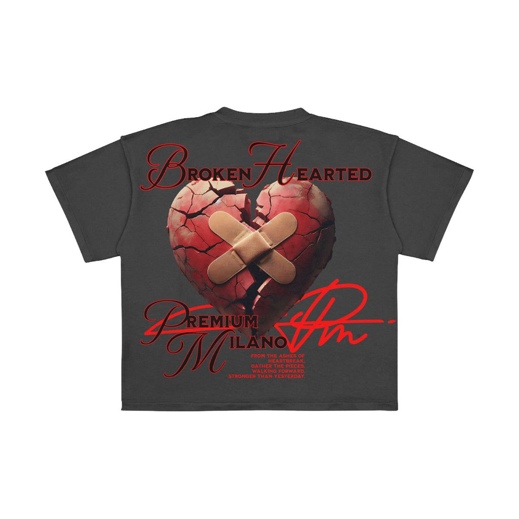 Premium Milano Broken Hearted Crew Neck Shirt Charcoal Gray