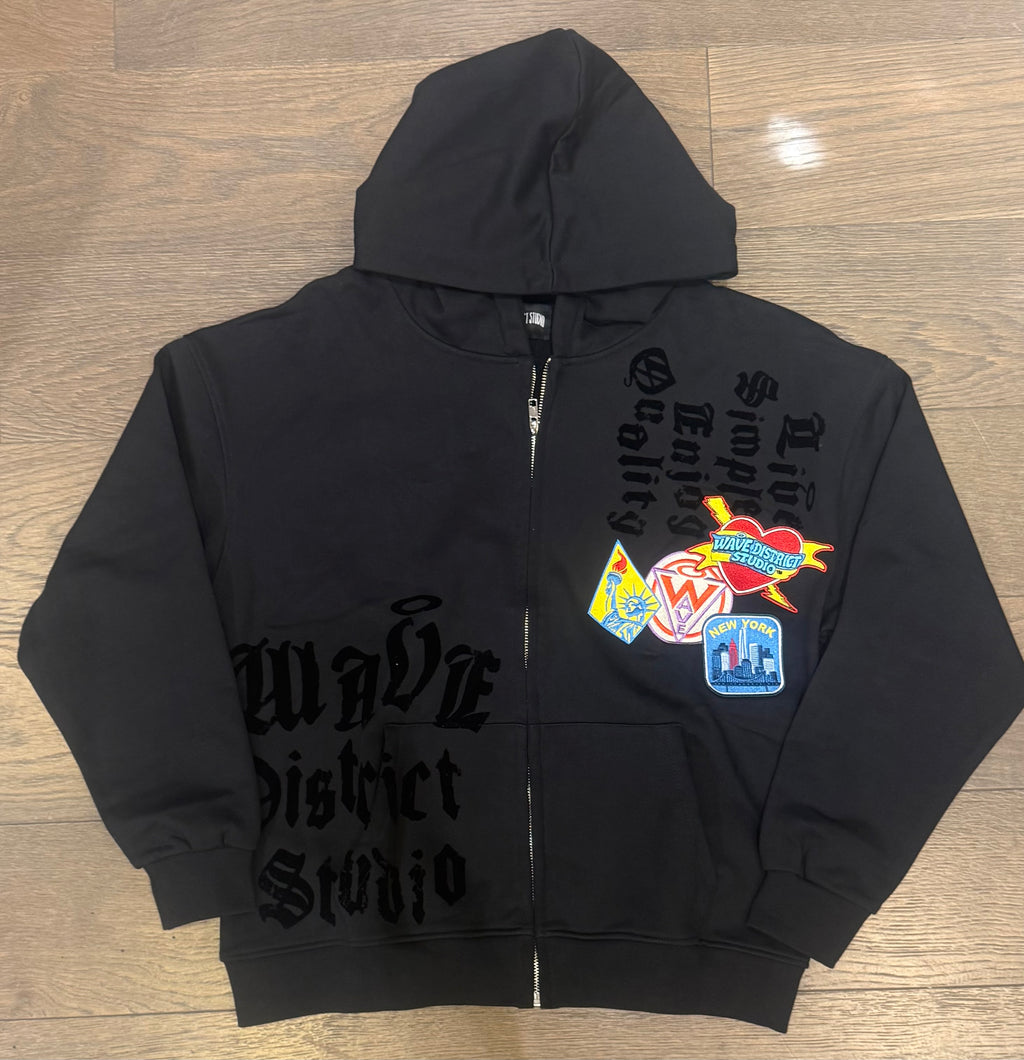 MRWAVE DISTRICT STUDIO PATCHWORK SWEATSUIT - BLACK