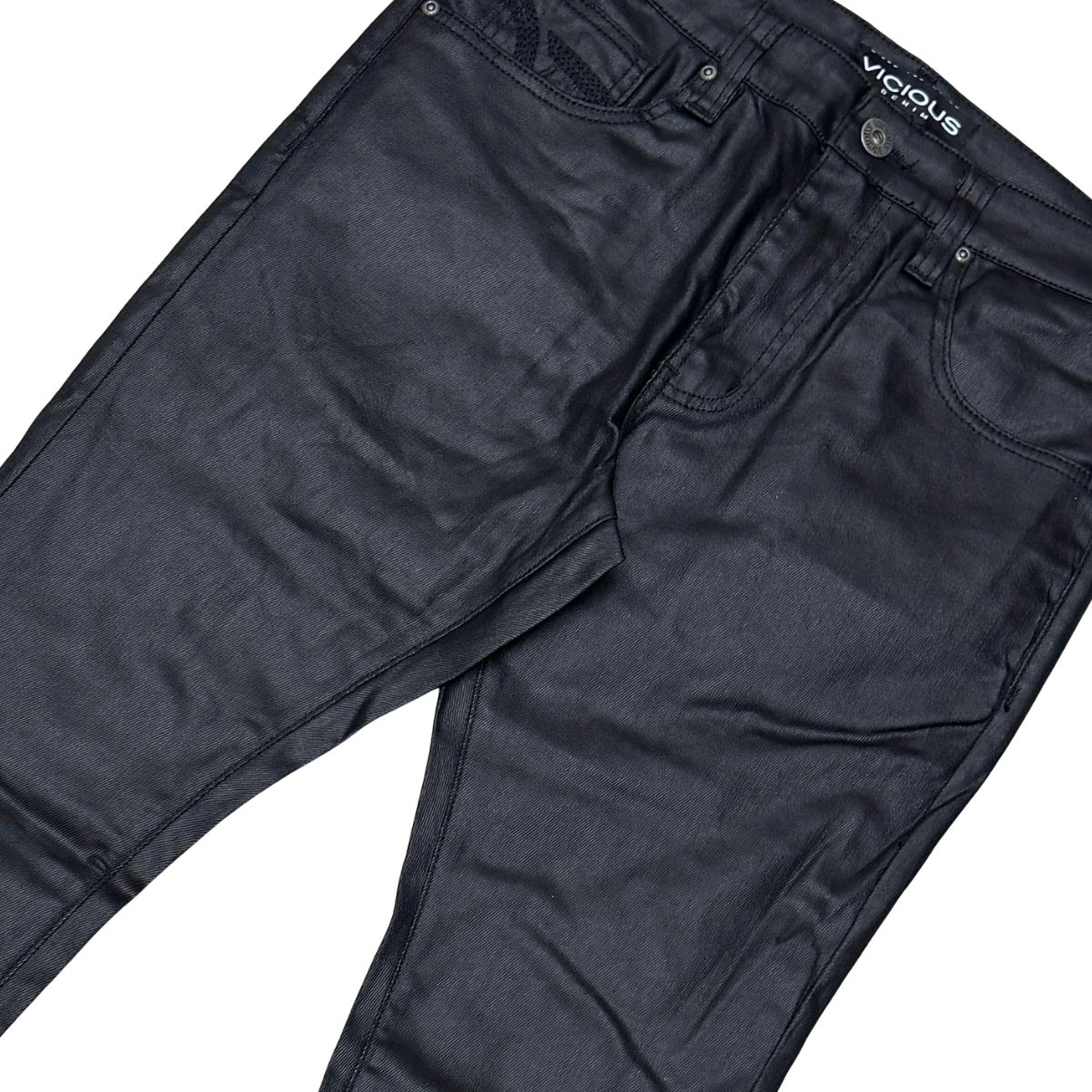 VICIOUS Waxed Flare Jeans - Black