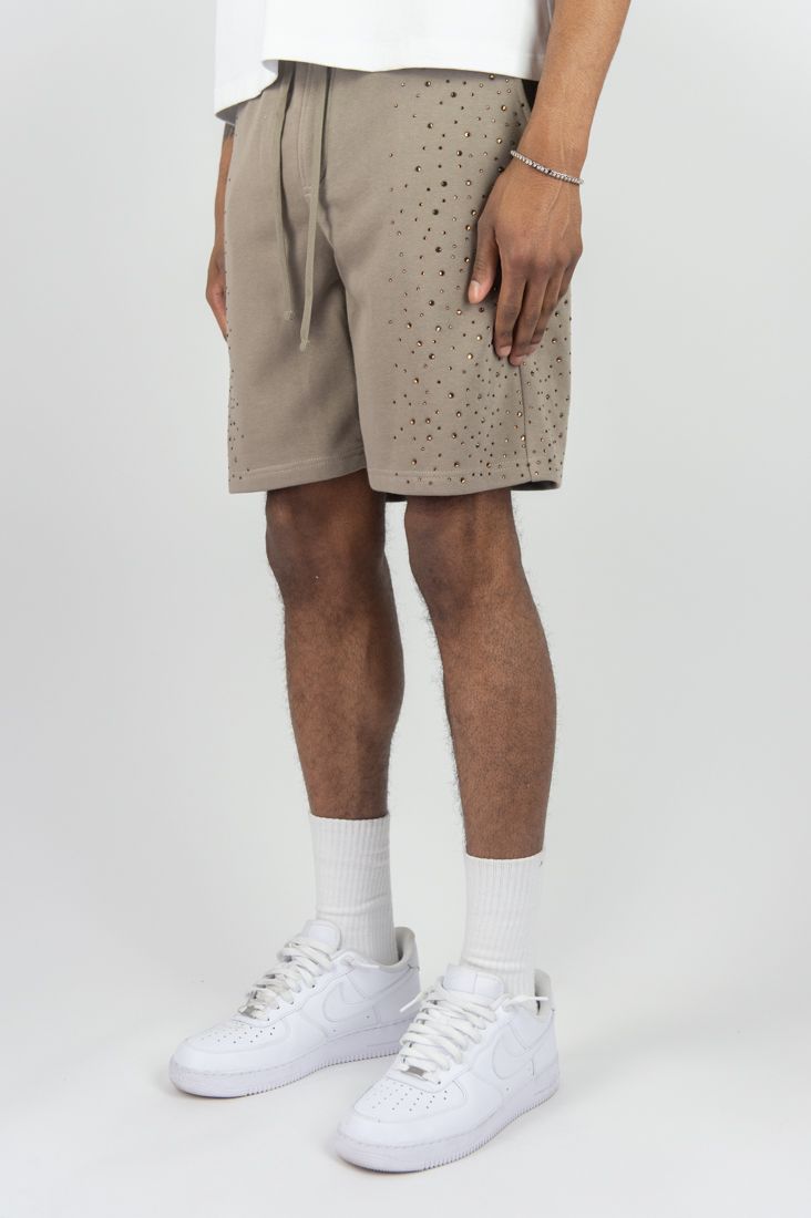 Rebel Minds RHINESTONE GALAXY SHORTS - Taupe