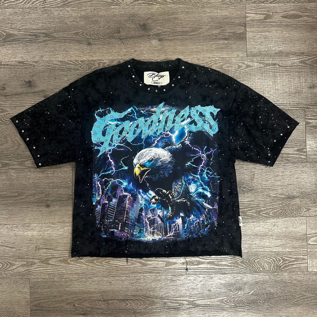 BKYS FEARLESS EAGLE CROPPED SHIRT - BLACK/BLUE