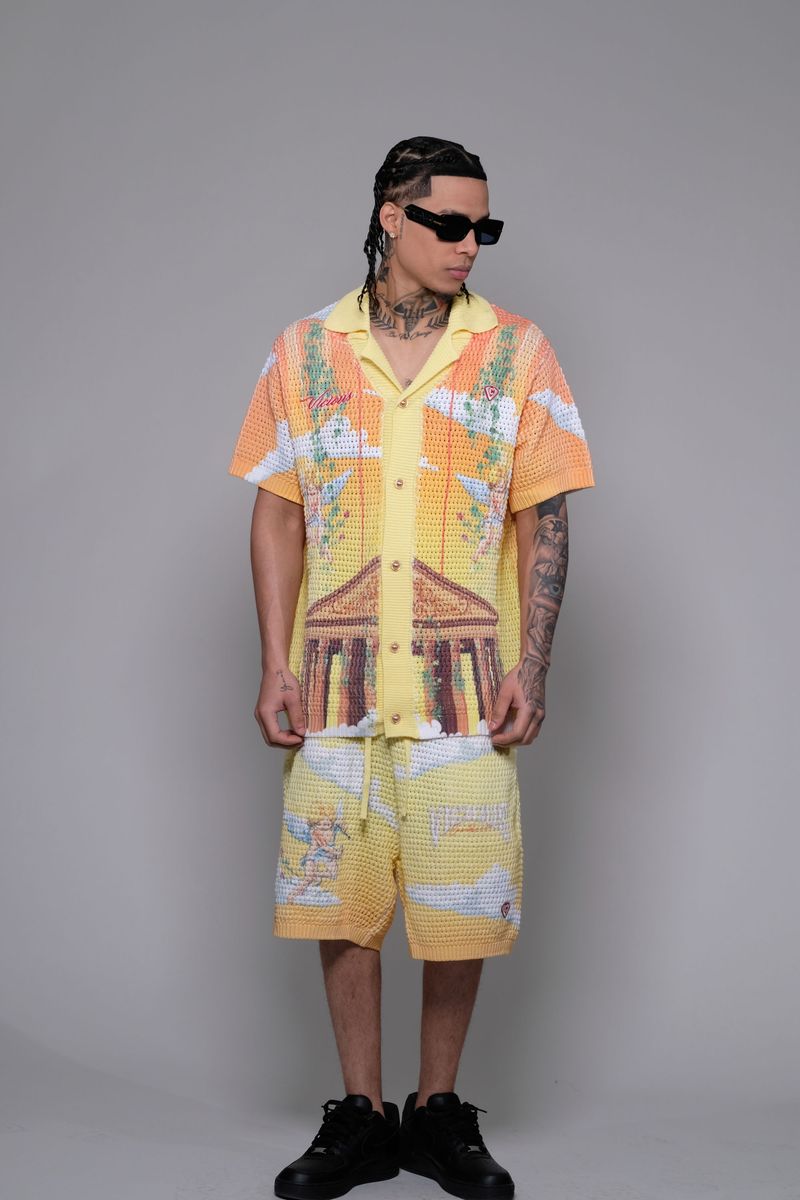 Vicious Yellow CROCHET BUTTON DOWN SET