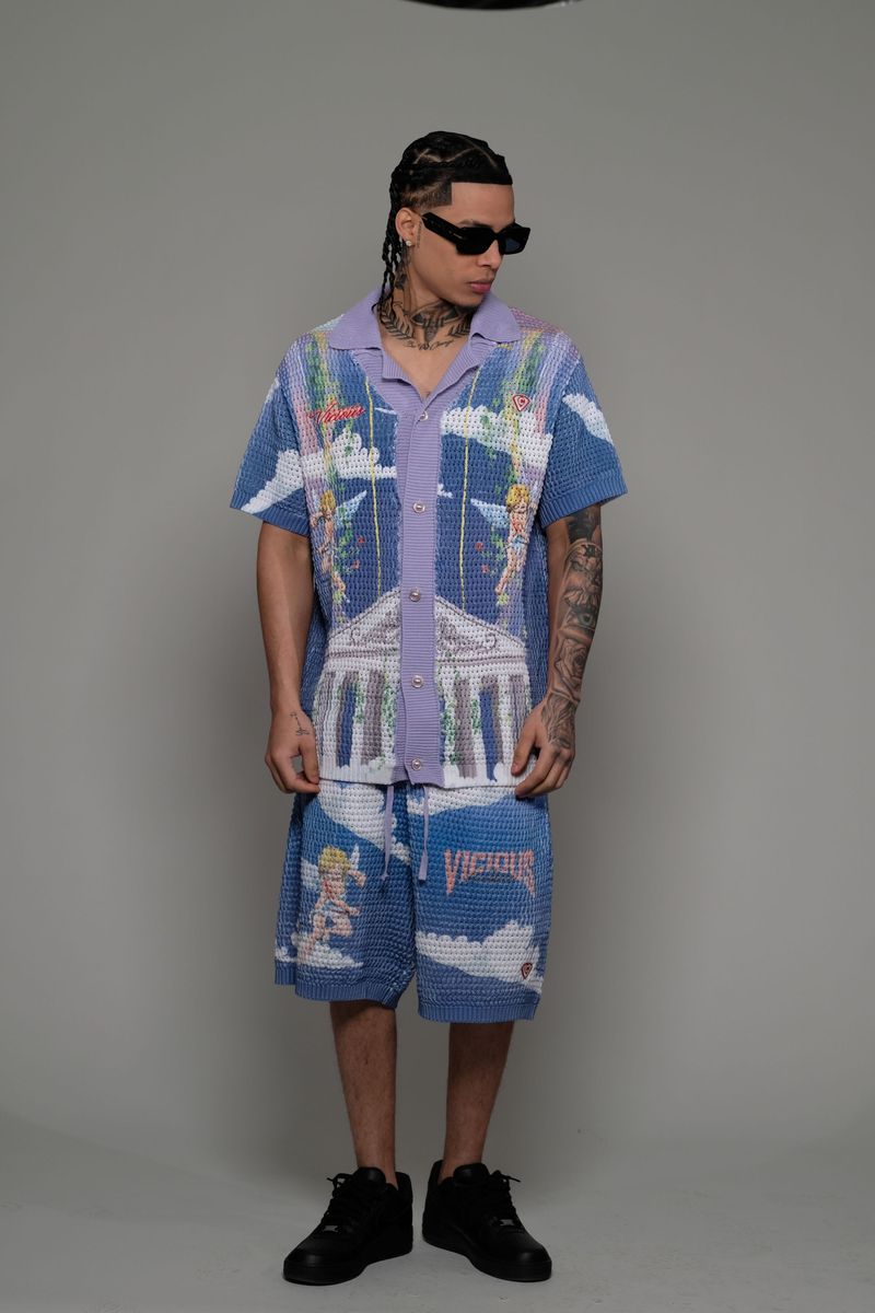 Vicious Blue CROCHET BUTTON DOWN SET