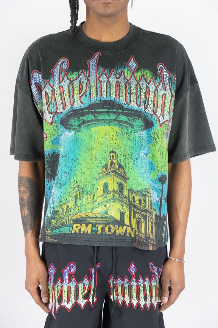 REBEL MINDS RM-TOWN GRAPHIC SHIRT - CHARCOAL