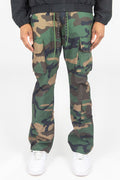 Rebel Minds Nylon Flared Cargo Pants - Camo