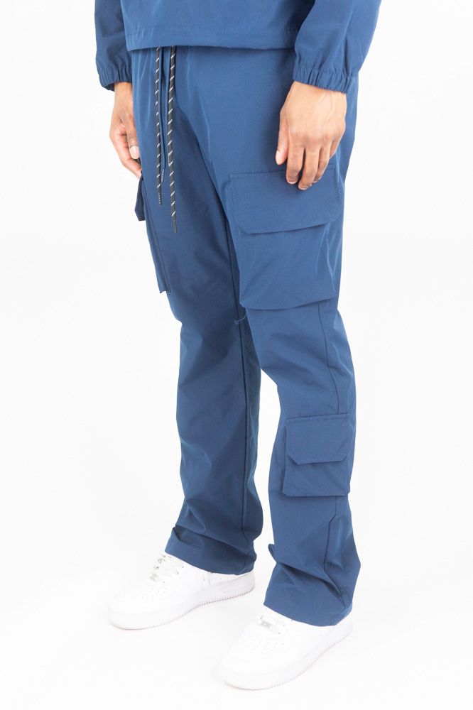 Rebel Minds Nylon Flared Cargo Pants - Navy