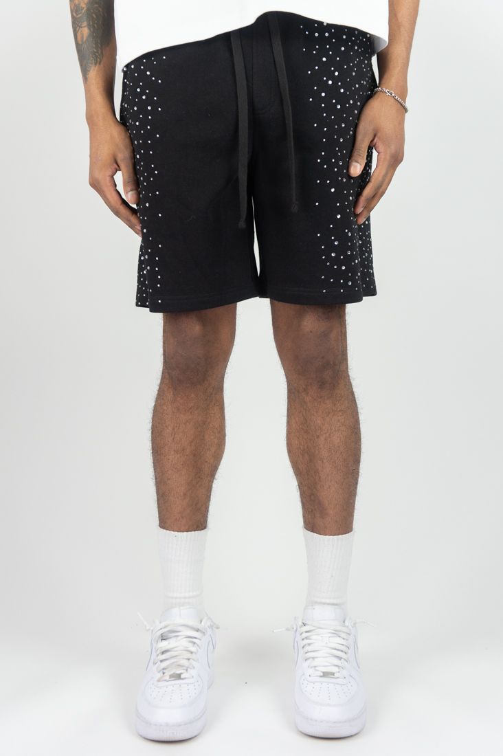 Rebel Minds RHINESTONE GALAXY SHORTS - Black