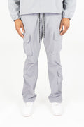 Rebel Minds Nylon Flared Cargo Pants - Grey