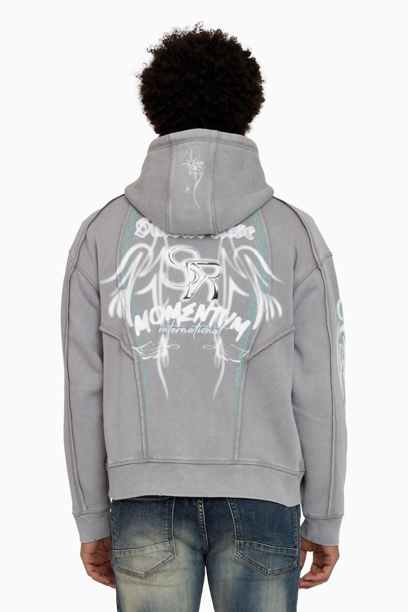 Smoke Rise Airbrush Momentum Zip Hoodie - Grey
