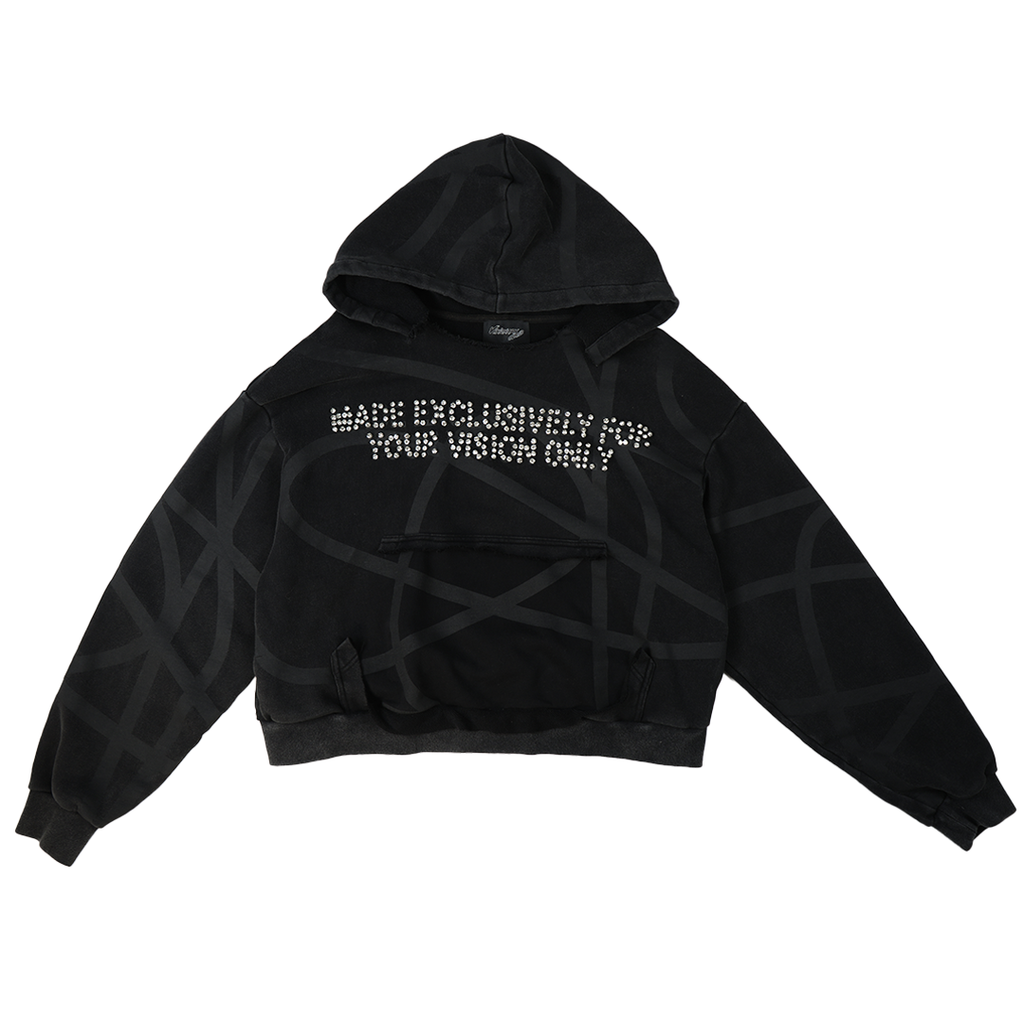 VISIONARY CLUB TWISTED CHAOS DISTRESSED HOODIE - Black