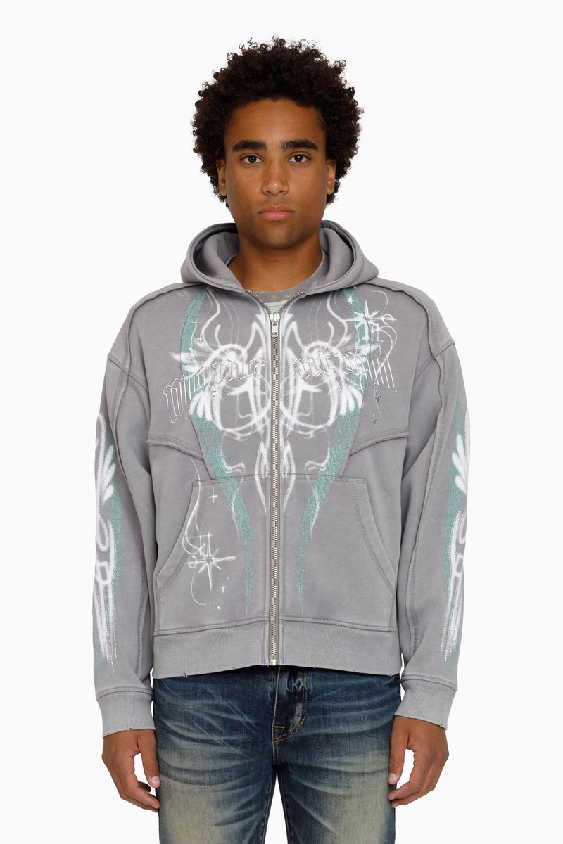 Smoke Rise Airbrush Momentum Zip Hoodie - Grey