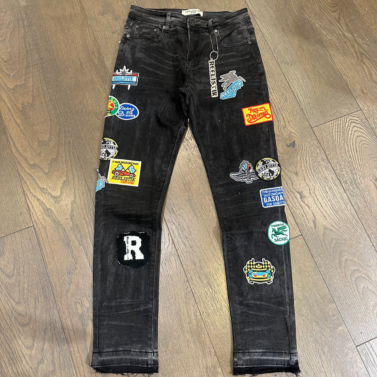 Reelistik DREAMER PATCHES SLIM FIT PATCHED Jeans - Black Wash