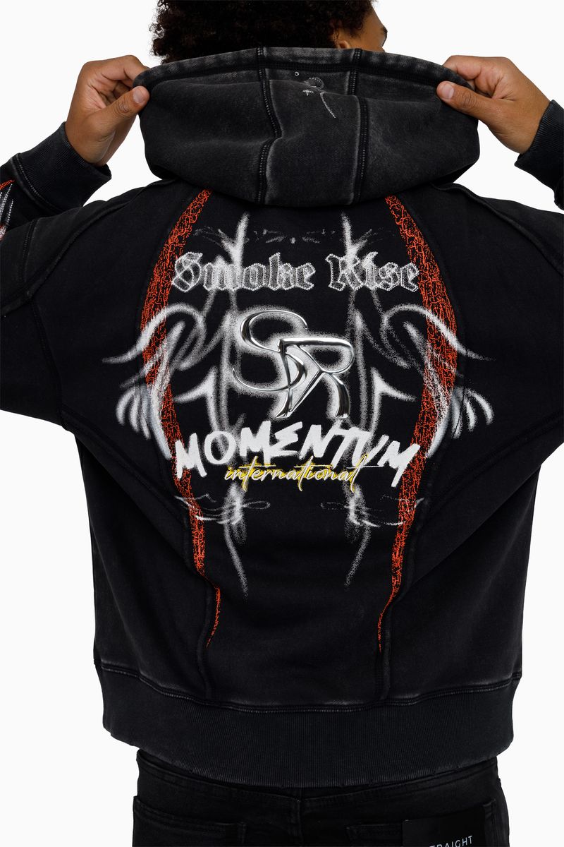 Smoke Rise Airbrush Momentum Zip Hoodie - Black