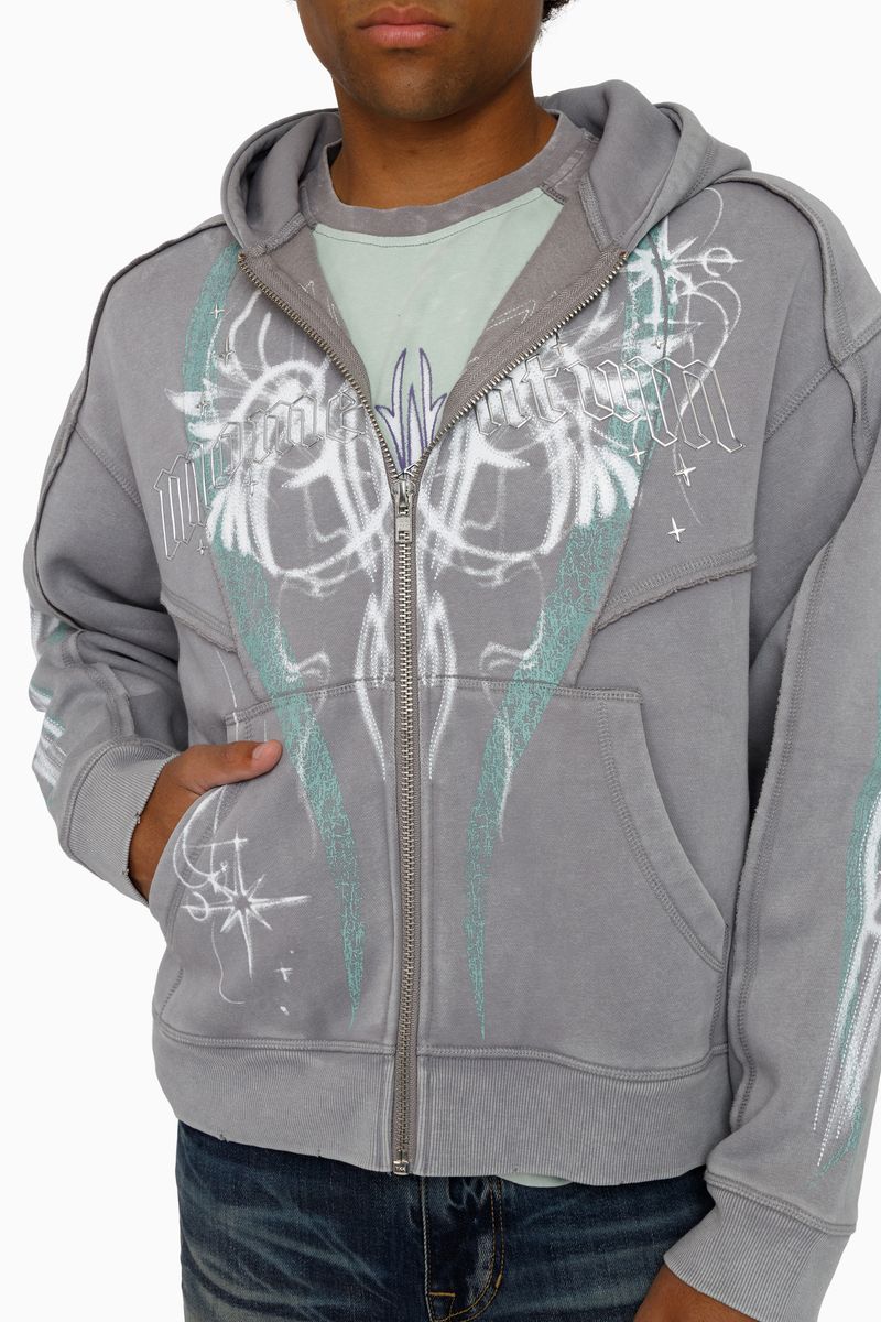 Smoke Rise Airbrush Momentum Zip Hoodie - Grey