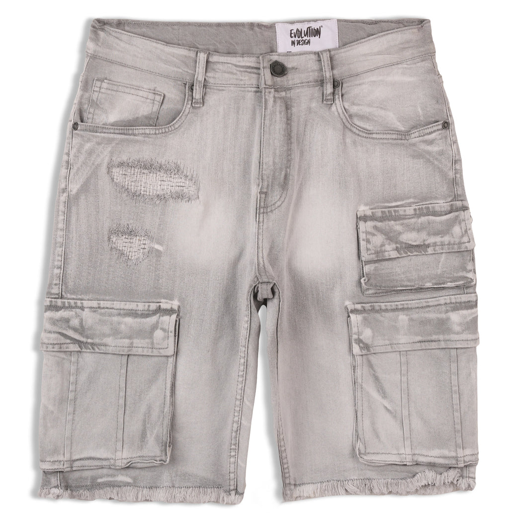 Evolution MEN'S STAPLE DENIM CARGO SHORTS - Grey
