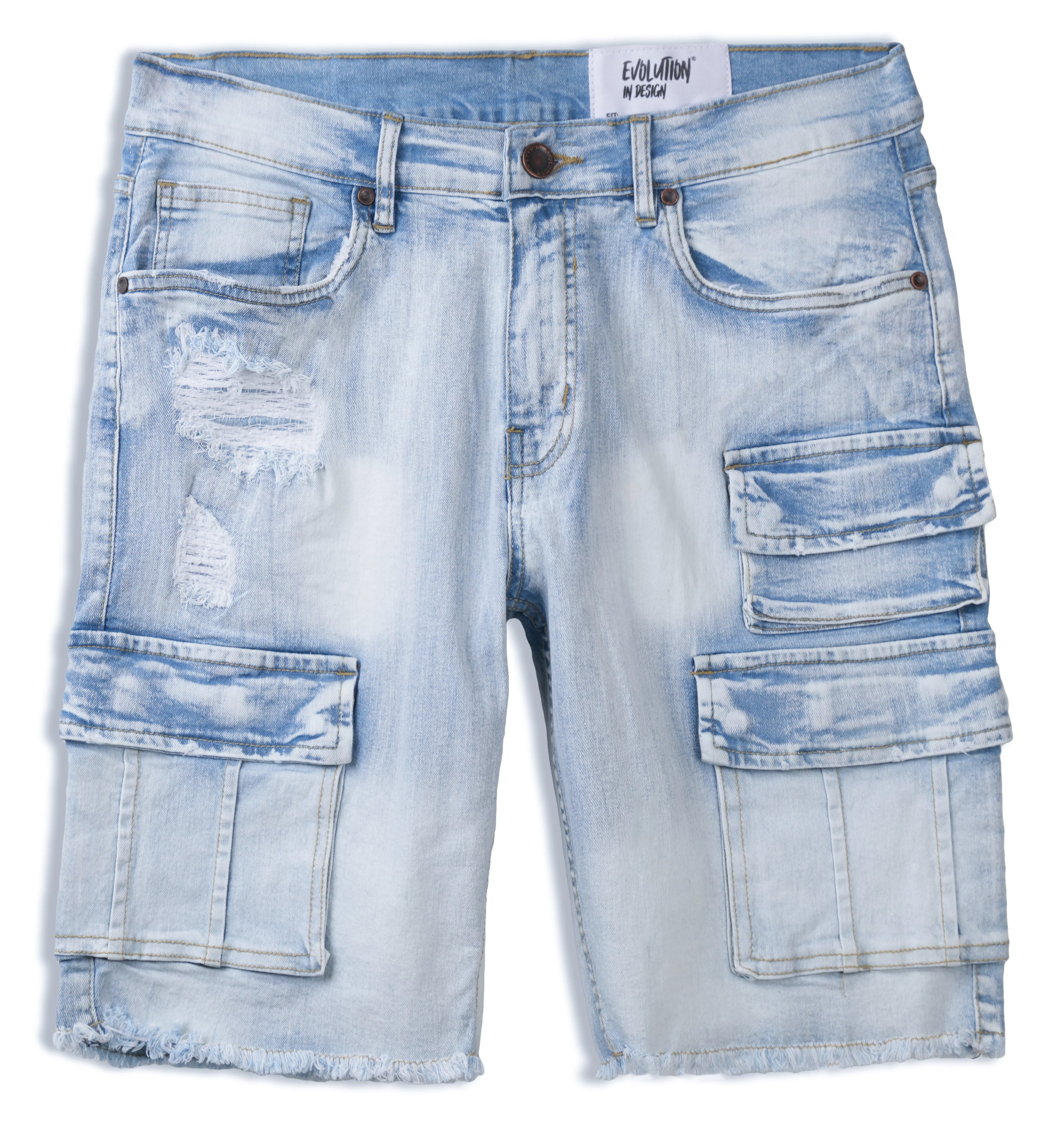 Evolution MEN'S STAPLE DENIM CARGO SHORTS - Ice Blue