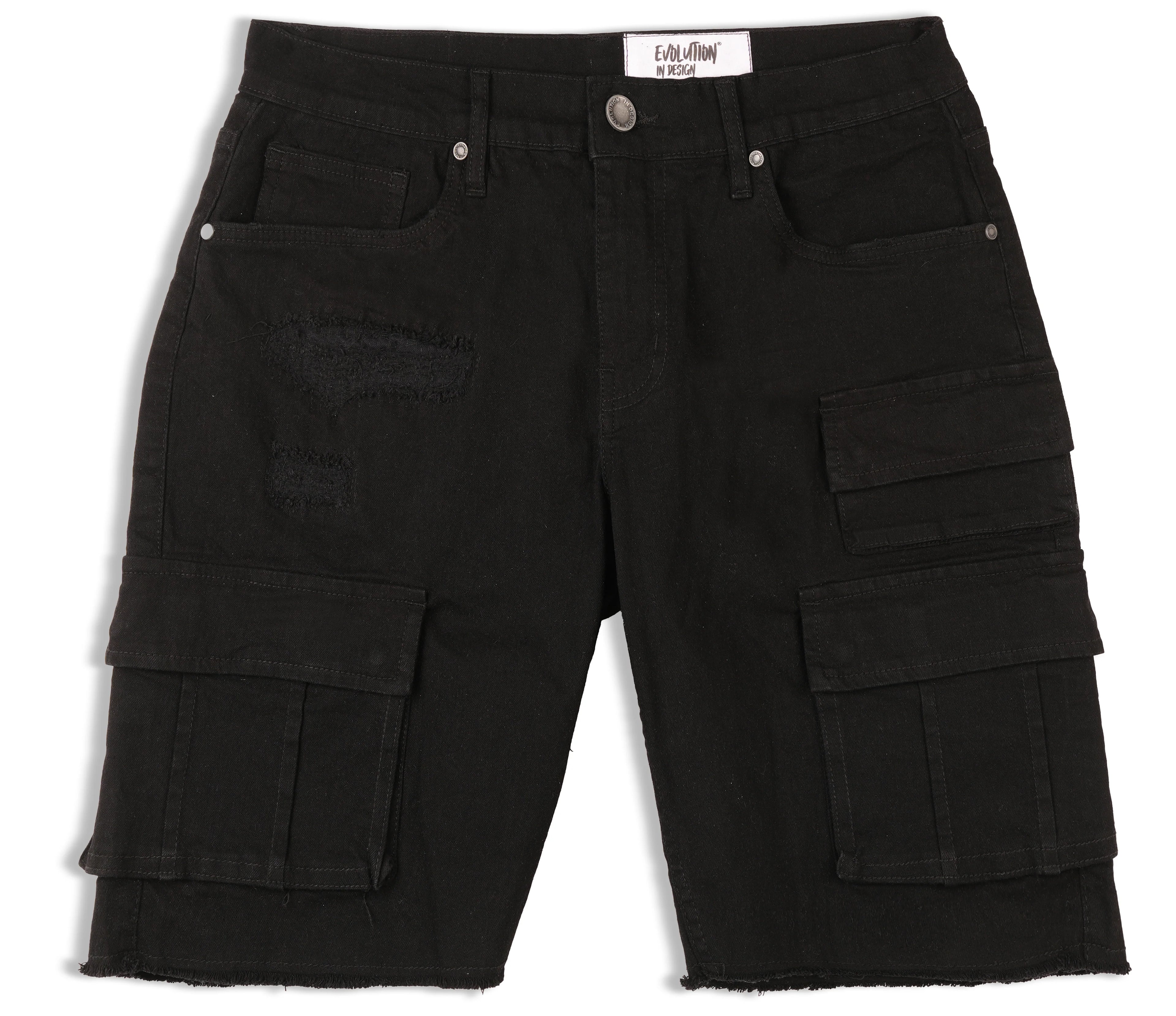 Evolution MEN'S STAPLE DENIM CARGO SHORTS - Jet Black