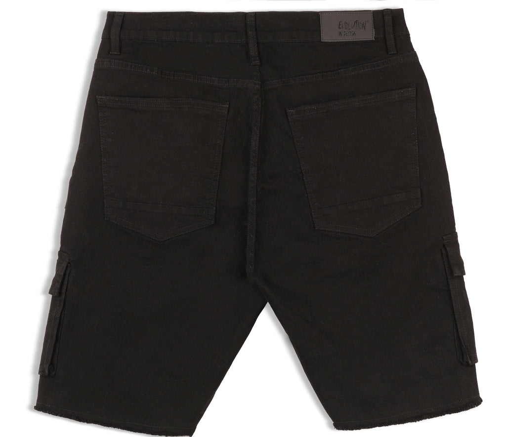 Evolution MEN'S STAPLE DENIM CARGO SHORTS - Jet Black