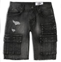 Evolution MEN'S STAPLE DENIM CARGO SHORTS - Washed Black