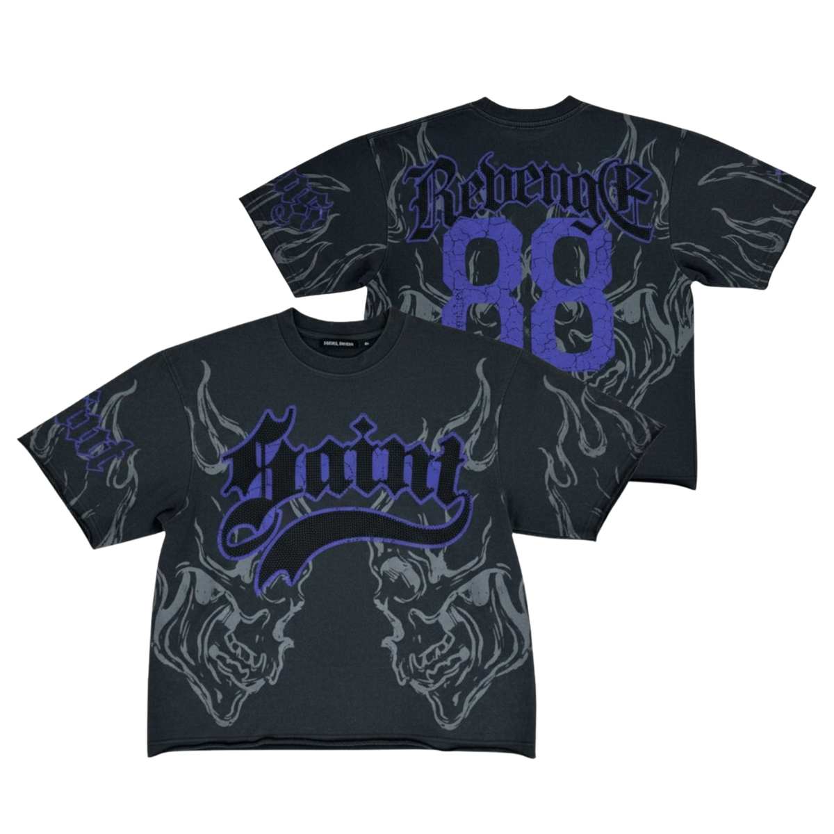 REBEL MINDS GOTHIC SKULL SHIRT - BLACK/PURPLE