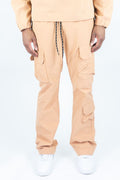 Rebel Minds Nylon Flared Cargo Pants - Wheat
