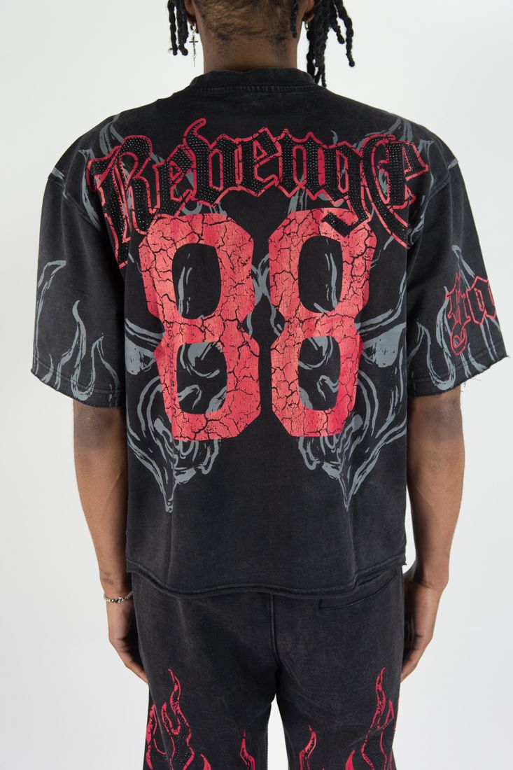 REBEL MINDS GOTHIC RHINESTONE SHIRT - BLACK