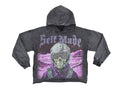 FOCUS SELF MADE RHINESTONE CROPPED HOODIE - Black