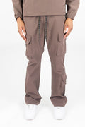 Rebel Minds Nylon Flared Cargo Pants - Brown
