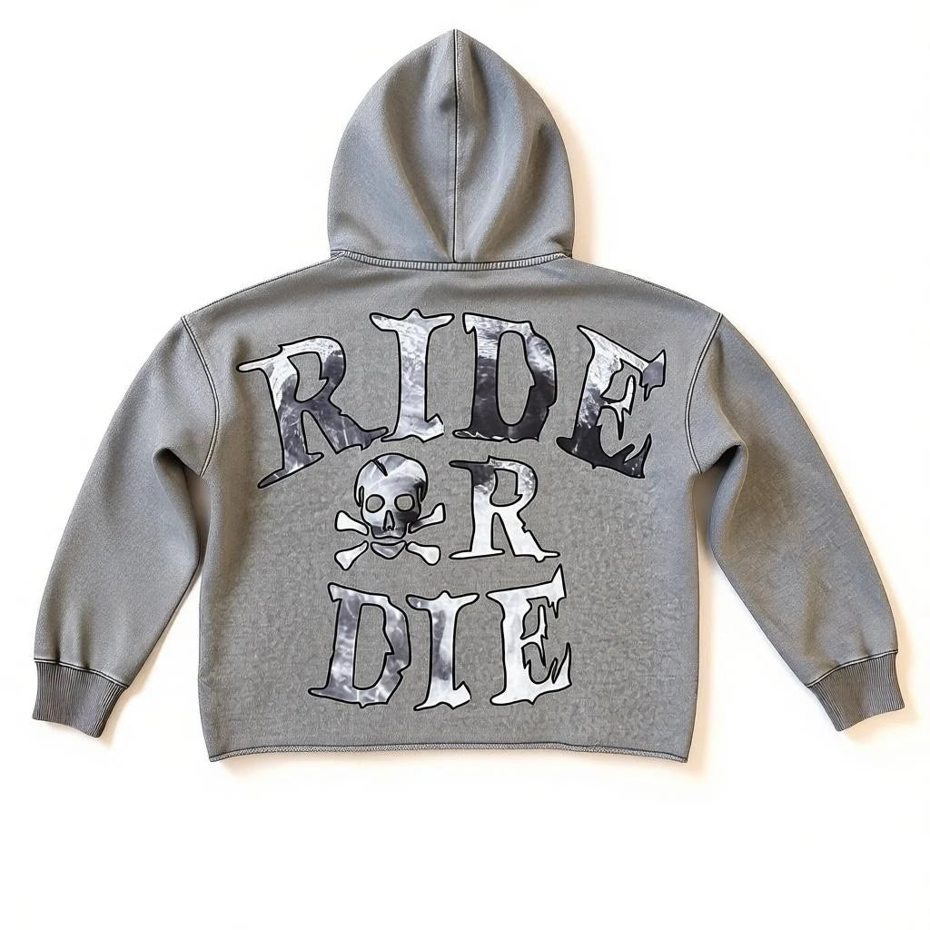 FOCUS HELL RIDER CROPPED HOODIE - Grey