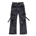 VICIOUS Multi Cargo Relaxed/Baggy Jeans - Washed Black